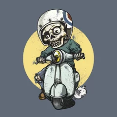 Fotobehang Skeleton riding motorbike © Nasima