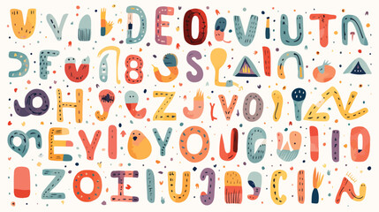 Creative latin font or english alphabet hand drawn