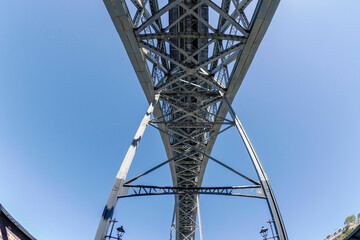 Porto, Portugal an Unusual view of Luis I Bridge over Douro River