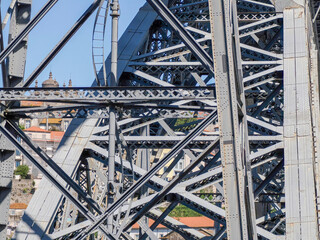 Fototapeta premium Porto, Portugal detail view of Luis I Bridge over Douro River
