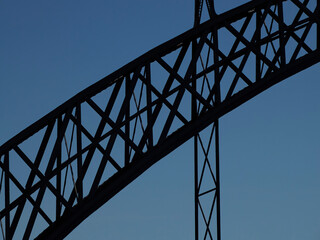 Porto, Portugal an Unusual view of Luis I Bridge over Douro River
