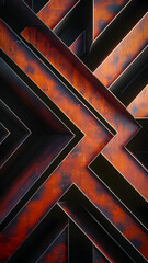 Geometric patterns with a combination of dark and rust tones.