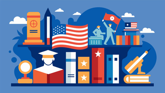 Patriotic Pages Exploring the Story of Our Nation This display highlights books that showcase the stories of bravery resilience and progress of the. Vector illustration