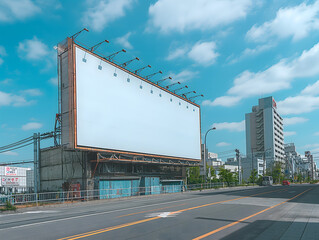 Obraz premium Billboard mockup image, large clean white surface, empty large advertising space, Bigboard