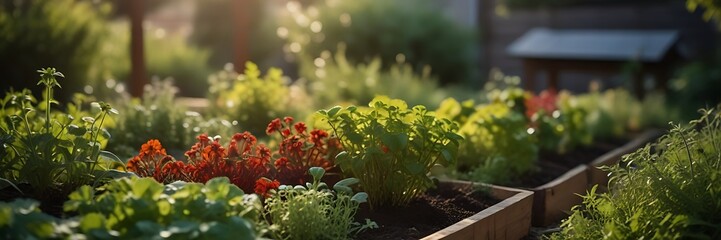 Close-up of a water-efficient drip irrigation system in an organic salad garden, fostering...