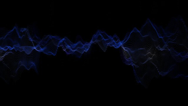 Dynamic wavy dots. Abstract sound waves. Moving futuristic 3d digital equalizer. Technology concept big data visualization.