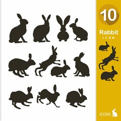 Fototapeta na wymiar Rabbit silhouette collection