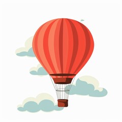 Obraz premium A red hot air balloon is floating in the sky