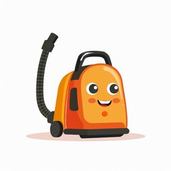 Fototapeta premium A cartoonish orange vacuum cleaner with a smile on its face