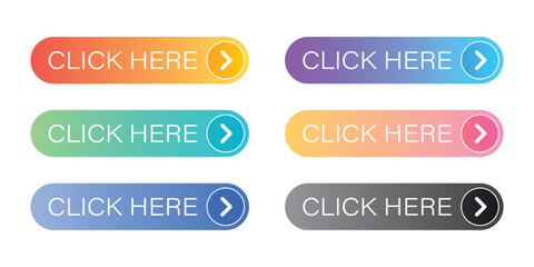 Click here banner icon in flat style. Ecommerce vector illustration on isolated background. Shopping sign business concept.