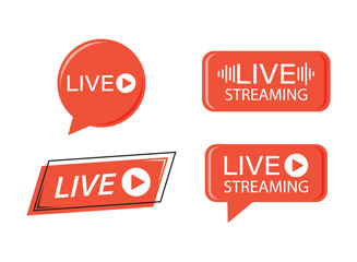 Live stream button icon in flat style. Webinar vector illustration on isolated background. Streaming sign business concept.