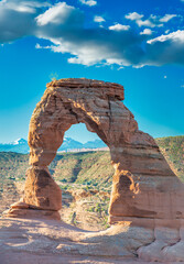 Vertical panoramic view of Delicate Arch