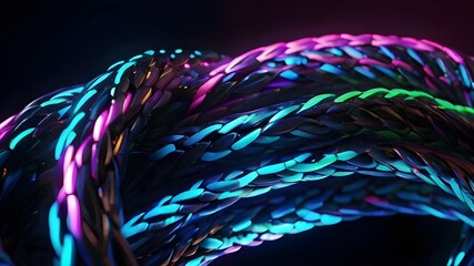 Glowing data cables transferring information background with light effect 