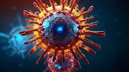 virus , virus molecule, 3Dsureal virus and color 