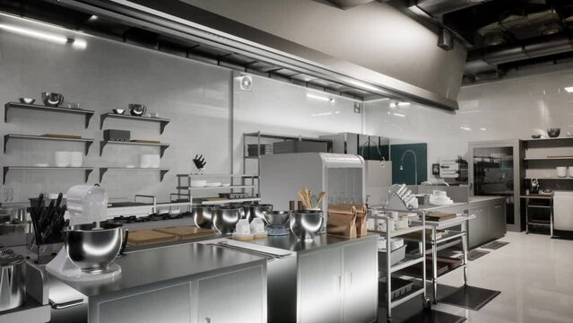 Professional Kitchen , View Counter In Stainless Steel