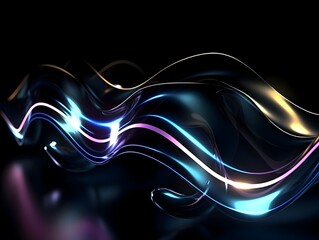 Captivating 3D Visualization of Flowing Neon Sound Wave Rhythm Surface