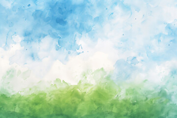 青と緑を基調にした水彩画の画像