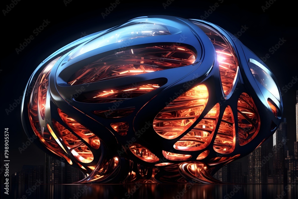 Fototapete captivating futuristic nano-architectural pattern:a mesmerizing 3d rendering of intricate organic st