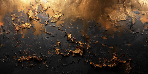 Detailed view of a metal surface painted with shiny gold paint background