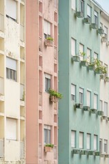 Fototapeta premium Colorful facades of several residential buildings in Porto, Portugal. Porto is one of the most popular tourist destinations in Europe.