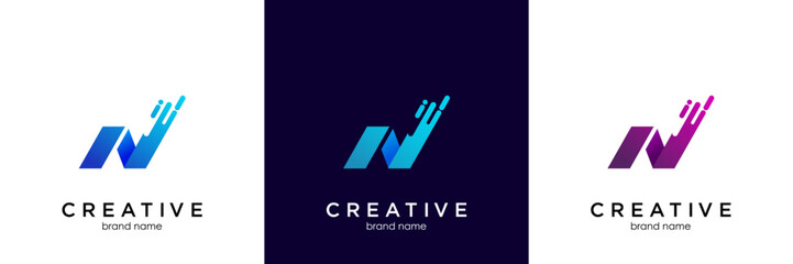 Letter N logo template. Unique modern creative logotype. Vector icon.