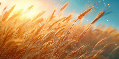 Tall grass sways in the wind as the sun sets in the background Whole Grain Day banner