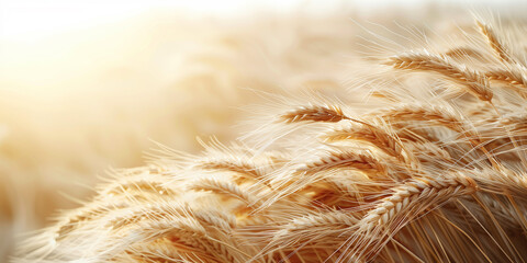 Detailed view of a wheat plant in the sunlight Whole Grain Day banner - obrazy, fototapety, plakaty