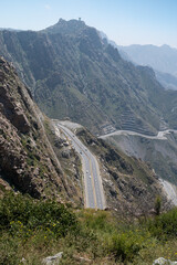 Landscape view of Taif Mountains, From Al Hada, Taif, Saudi Arabia