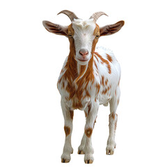 Brown and white baby goat with horns cutout