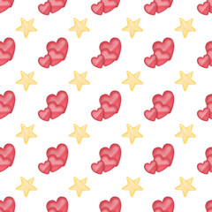 seamless pattern background of  cute heart and star