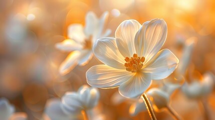 A soft portrait of spring flora, with translucent petals catching the golden rays of a late afternoon, evoking a sense of renewal.