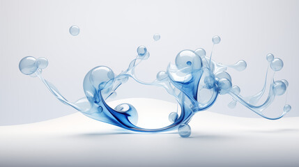 Minimalistic flow Blue Liquid bubble, white plain background