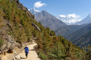 Fototapeta premium The Himalayan EBC trekking course is visited by many people from all over the world