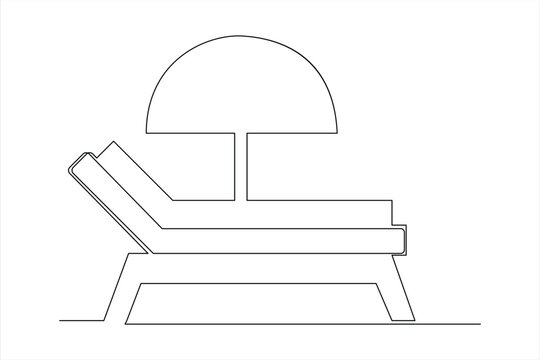 recommend clip art: Continuous one line drawing of beach umbrella palm tree for summer holiday line art illustration