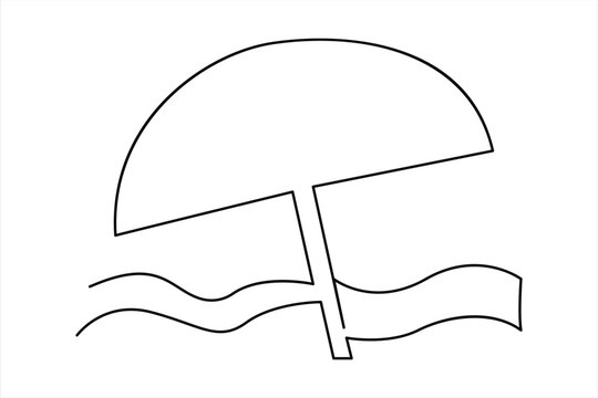 recommend clip art: Continuous one line drawing of beach umbrella palm tree for summer holiday line art illustration