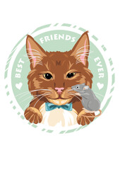 Cat and mouse are best friends ever. Sticker