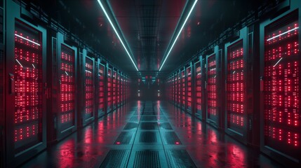 A secure data center hosting blockchain nodes, demonstrating the physical infrastructure supporting the decentralized operation of blockchain networks.