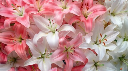 A wallpaper with pink and white lilies