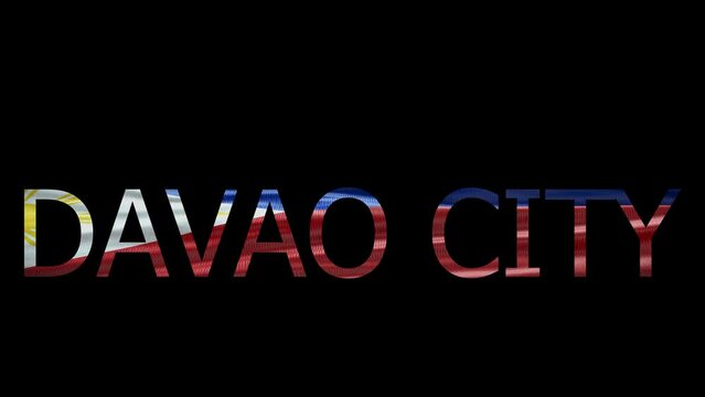 Davao City Name on Transparent Background. Waving Flag