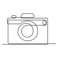 Continuous one line drawing hd photo camera outline vector illustration