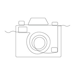 Continuous one line drawing hd photo camera outline vector illustration