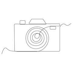 Continuous one line drawing hd photo camera outline vector illustration