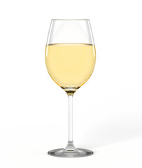 Wine glass half-filled with white wine