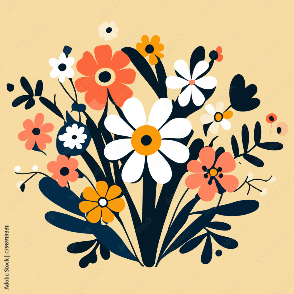 Sticker bouquet cute background art