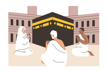 Hajj Pilgrimage Illustration. Hajj Pilgrimage Concept Illustration