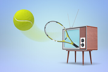 Classic TV transmitting tennis concept image