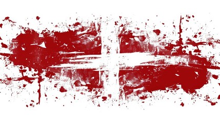 Holiday background with grunge watercolor imitation flag of Denmark in grunge shape. Denmark Constitution day national holiday. Template for poster, banner, flyer, invitation, etc.