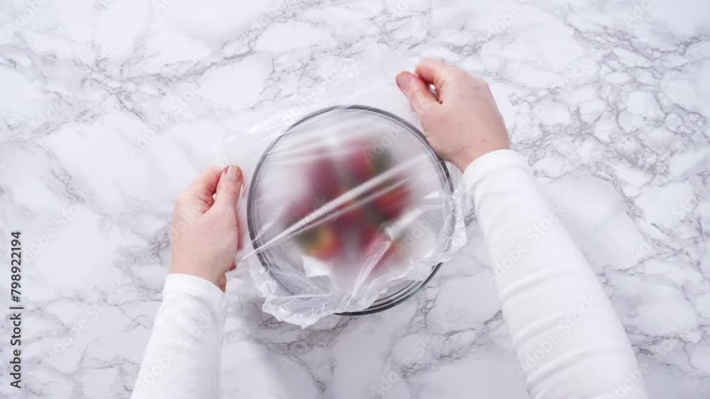 Sticker Washed and Dried Strawberries Stored Safely in a Glass Bowl