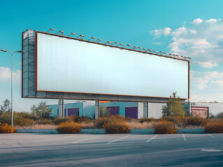 Billboard mockup image, large clean white surface, empty large advertising space, Bigboard