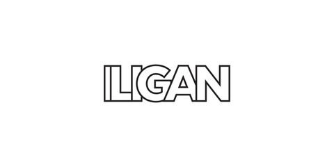 Iligan in the Philippines emblem. The design features a geometric style, vector illustration with bold typography in a modern font. The graphic slogan lettering.